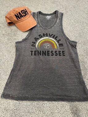 Blue 84 Gray Nashville Tennessee Tank with Yellow & Orange Rainbow FREE Hat!!!